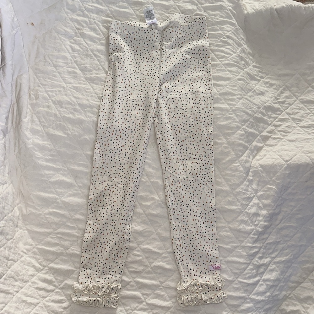 RUFFLE BUTTS Speckled Pull On Legging Ruffle Bottom Hem Girls 6/7